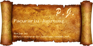 Pacurariu Jusztusz névjegykártya